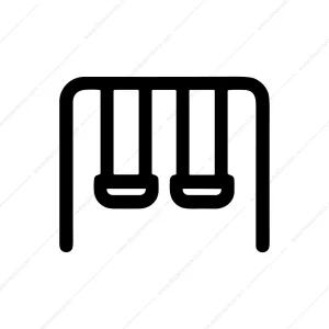 Simple Outline Swing Seat in Playground Equipment Icon