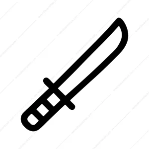 Simple Outline Katana Weapon Sharp Blade Icon