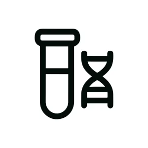 Simple Outline Medical Test Tube and DNA Science Icon Symbol