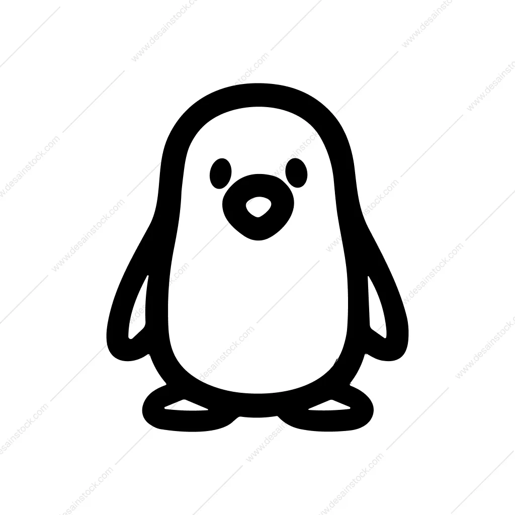 Simple Line Art Penguin Graphic Element Icon
