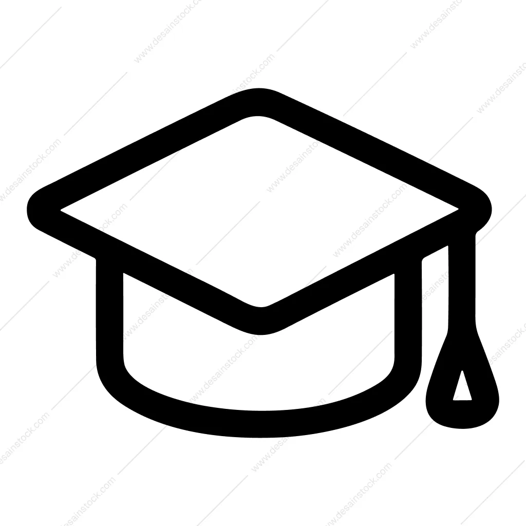 Simple Outline Mortarboard Graduation Cap Academic Icon
