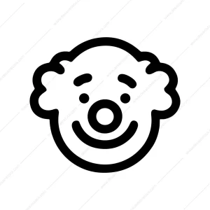 Simple Outline Happy Clown Face Expression Icon