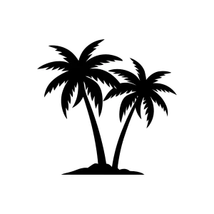 Simple Black Silhouette Palm Tree Tropical Island