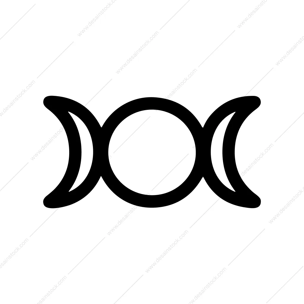 Simple Outline Triple Moon Goddess Symbol Shape