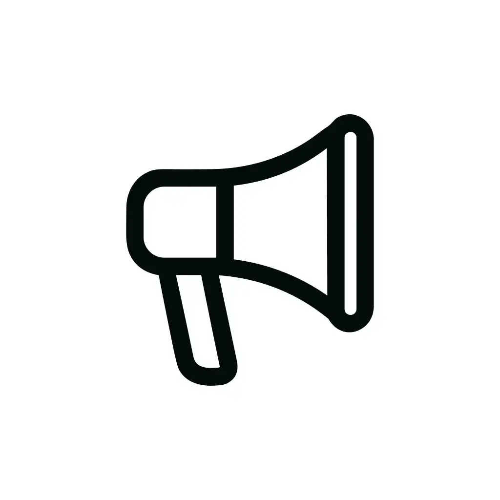 Minimalist Outline Megaphone Line Art Notification Icon