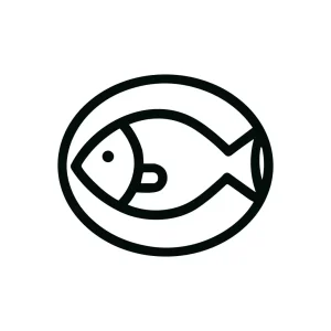 Simple Lineart Plate of Fish Seafood Meal Icon