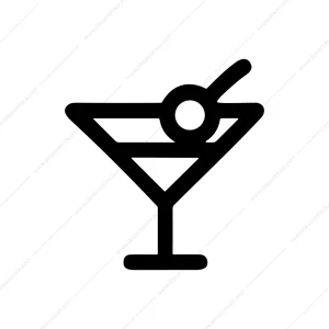 Minimal Line Martini Glass Drink Icon Illustration