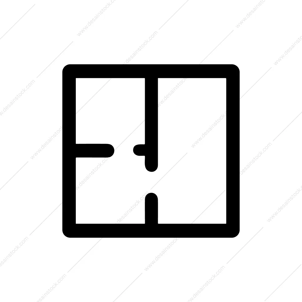 Simple Outline House Floor Plan Architecture Icon