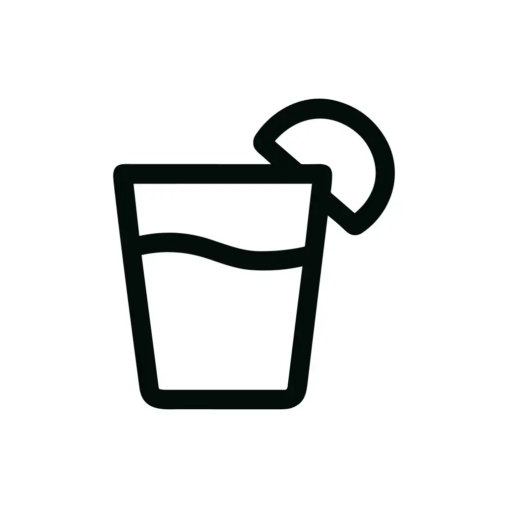 Outline Minimalist Shot Glass Tequila with Lime Icon