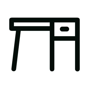 Minimalist Outline Study Desk Table Icon for Workspace and Furniture Design