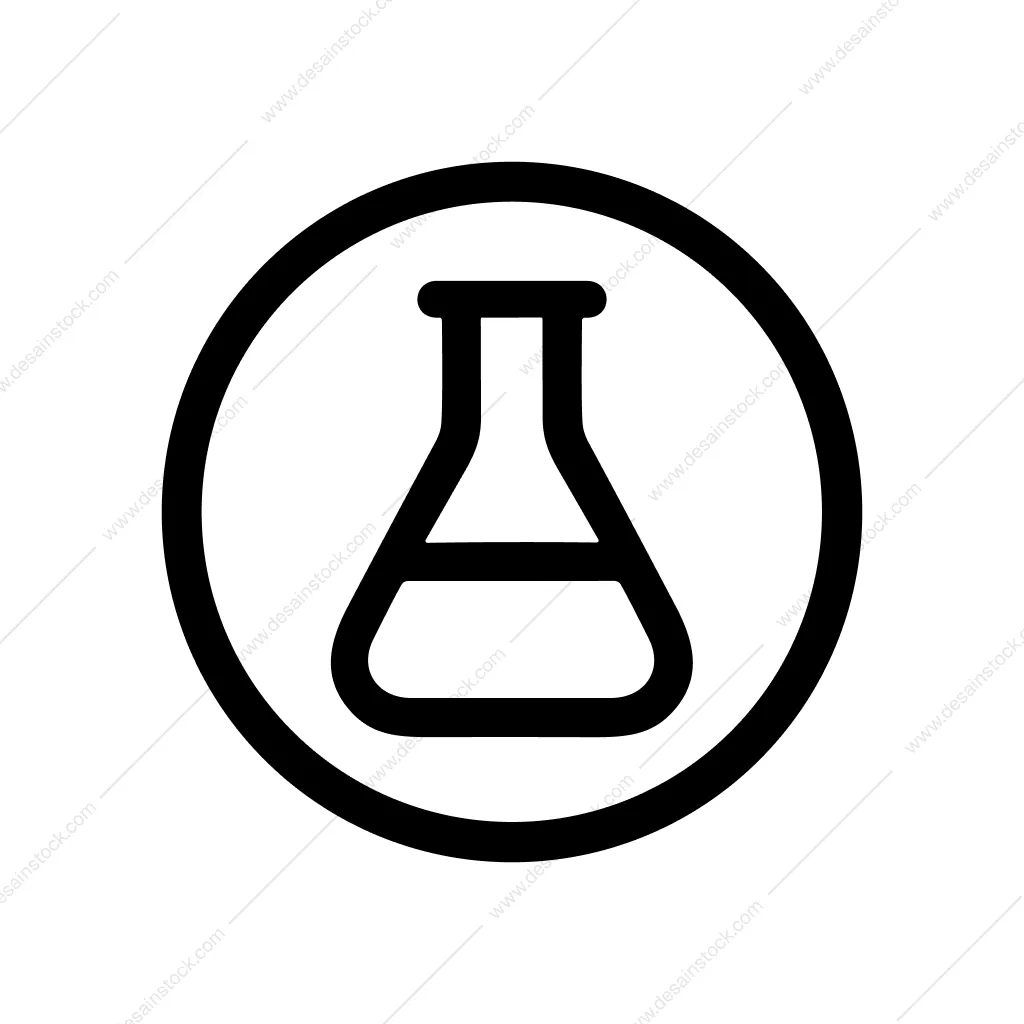 Outline Simple Flask Inside Circle Science Icon