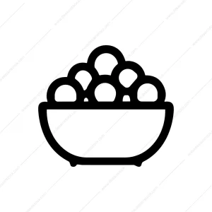 Outline Simple Bowl with Bubbles Rounded Shape Icon