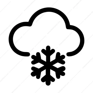 Simple Outline Cloud with Snowflake Weather Icon