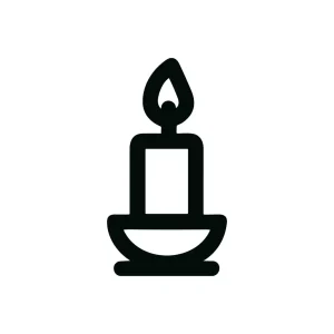 Simple Outline Candle with Flame Icon Illustration