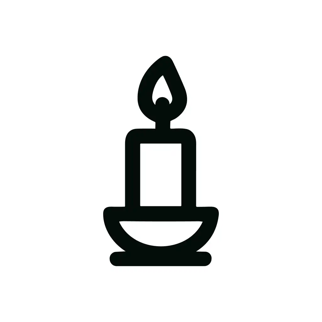 Simple Outline Candle with Flame Icon Illustration