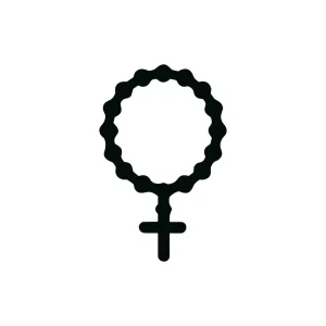Simple Outlined Rosary with Cross Religious Symbol Icon