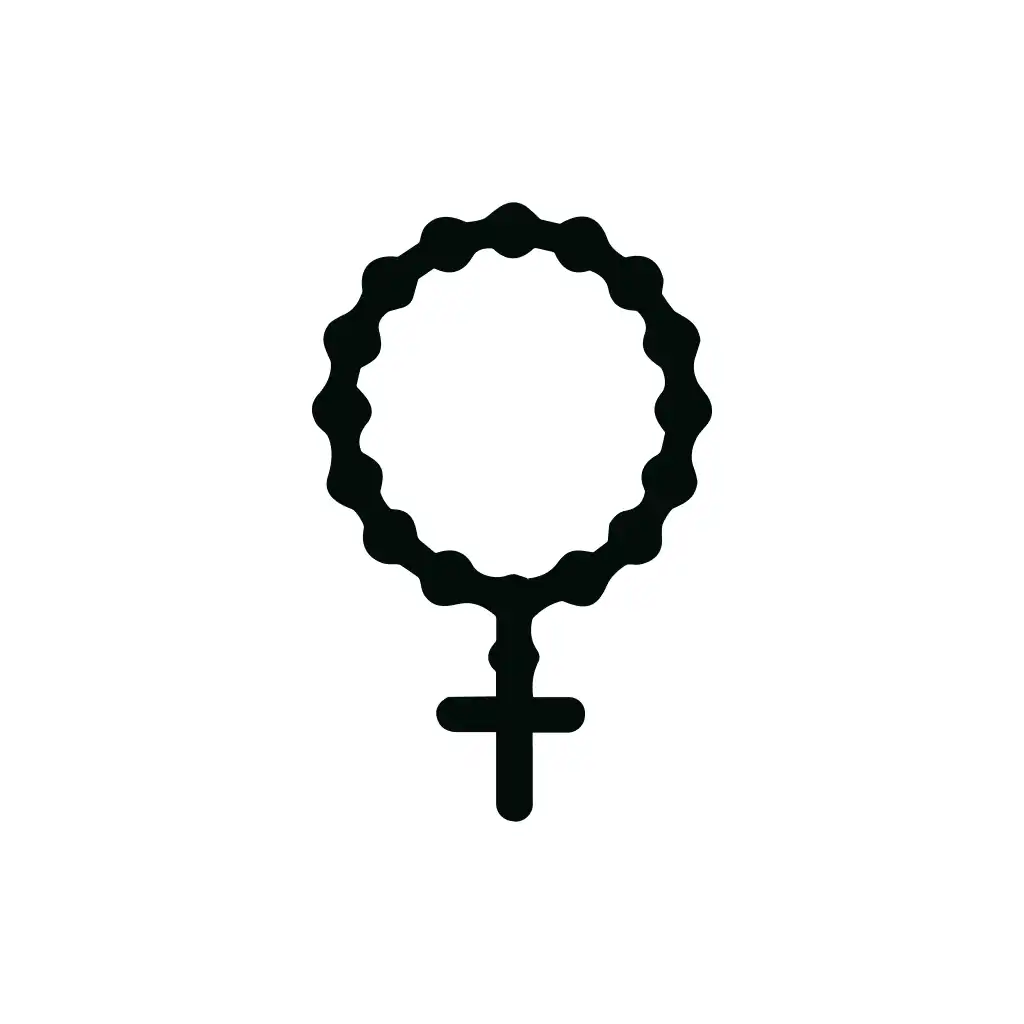 Simple Outlined Rosary with Cross Religious Symbol Icon