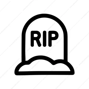 Simple Outline Tombstone Grave RIP Sign Death Icon