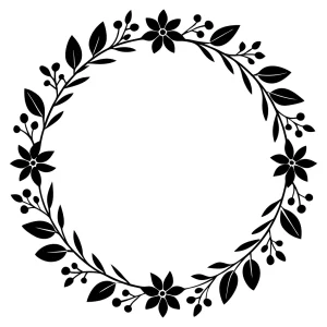 Elegant Silhouette Floral Wreath Circle Frame Decoration