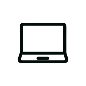 Simple Outline Black Laptop Thin Line Style Icon Shape Illustration