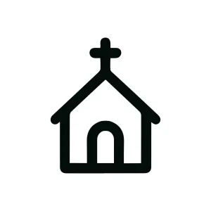 Simple Outlined Christian Church Building Religion Icon