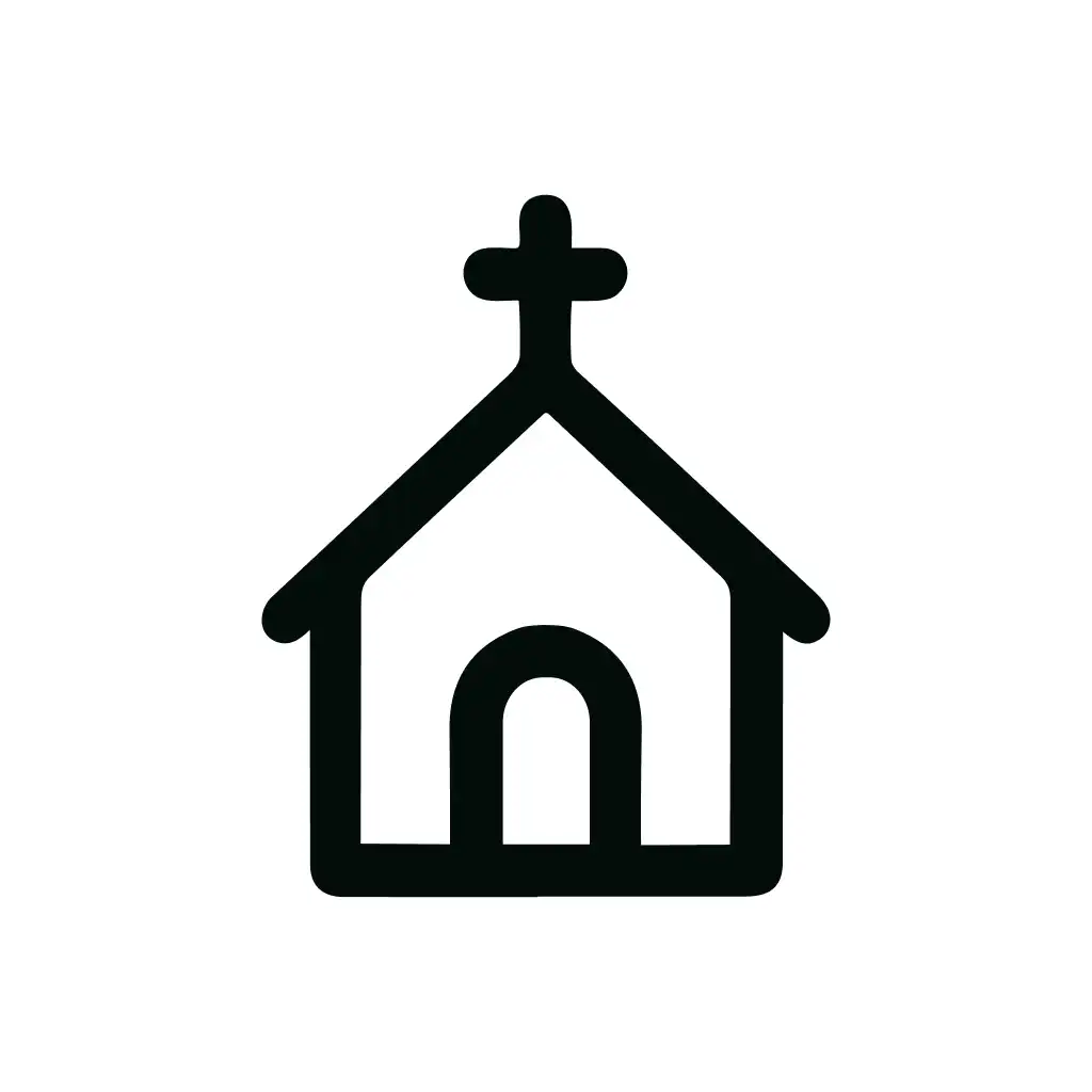Simple Outlined Christian Church Building Religion Icon