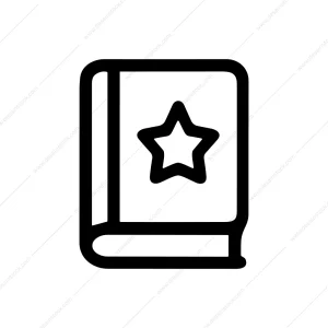 Outline Simple Book with Star Education Icon Symbol