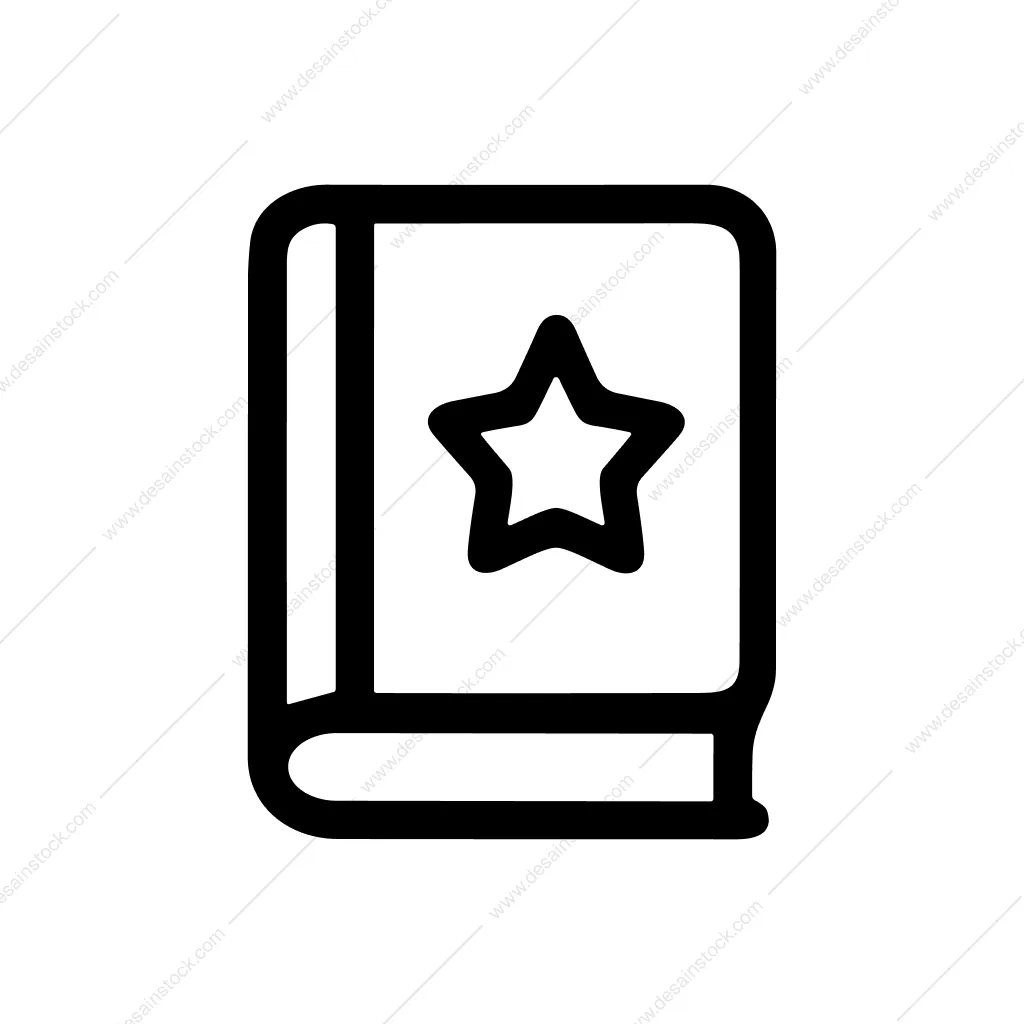 Outline Simple Book with Star Education Icon Symbol