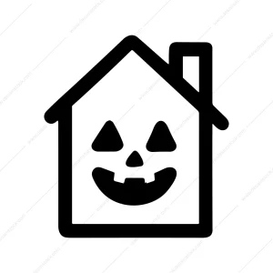 Black Outline Jack O Lantern House Face Icon