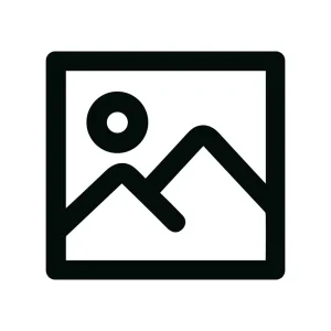 Simple Outline Mountain and Sun Inside Square Frame Minimalist Icon