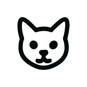 Simple Outline Drawing of a Cute Cat Face Pet Illustration