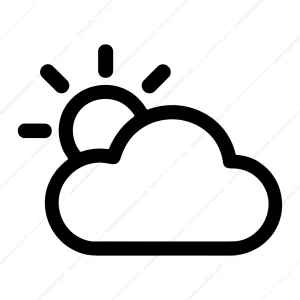 Outline Weather Sun Behind Cloud Simple Line Icon
