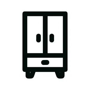 Minimalist Outline Wardrobe Icon Featuring Two Doors And A Bottom Drawer