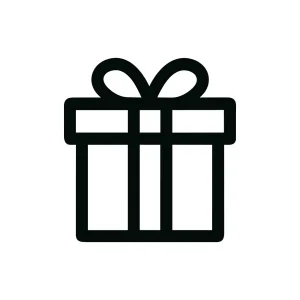 Outline Minimalist Gift Box with Ribbon Icon Symbol Isolated