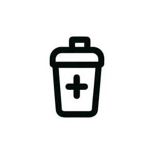 Minimalist Outline Style Trash Bin Plus Sign Graphic Symbol Icon