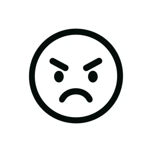 Minimalist Outline Angry Face Emoticon Sign Shape Icon