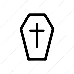 Outline Simple Coffin with Cross Funeral Icon