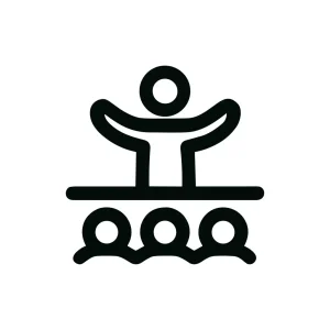 Simple Line Art Audience Speaker Presentation Icon