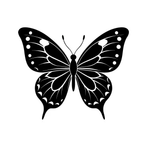 Simple Silhouette Detailed Butterfly Insect Wing Nature Black and White Illustration