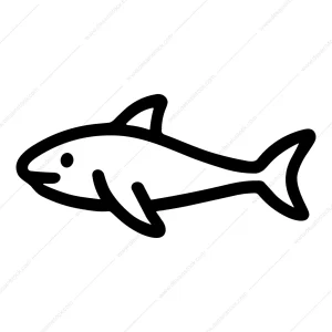 Simple Bold Outline Shark Sea Creature Graphic