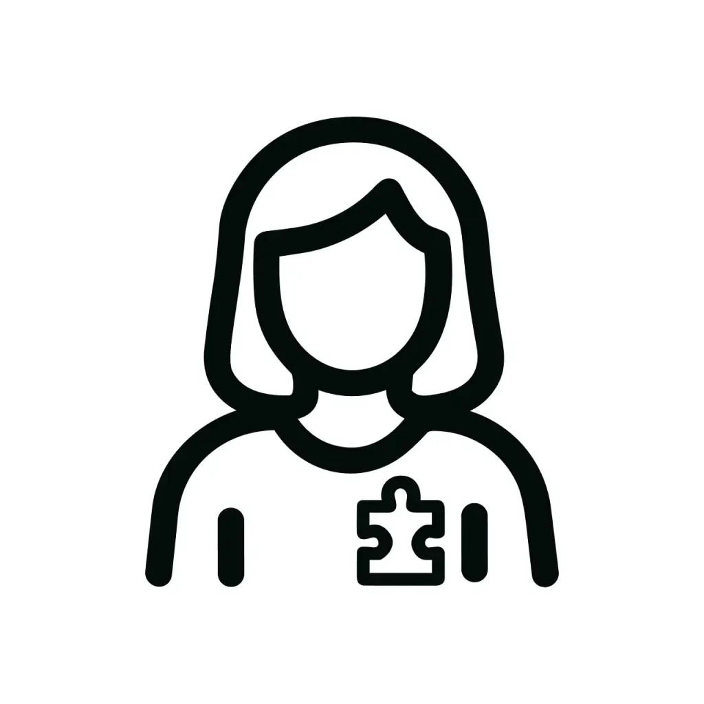 Minimalist Outline Female Silhouette with Puzzle Piece Icon Symbolizing Awareness