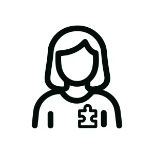 Minimalist Outline Female Silhouette with Puzzle Piece Icon Symbolizing Awareness