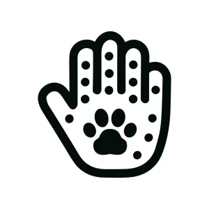 Outline Simple Hand with Paw Print and Dots Icon Symbol Graphic