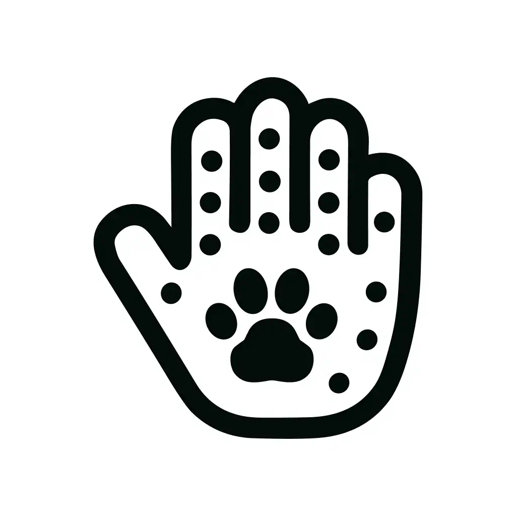 Outline Simple Hand with Paw Print and Dots Icon Symbol Graphic