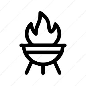 Outline Simple Barbeque Grill Fire Black Shape Icon