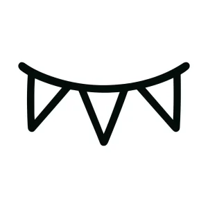 Minimalist Line Drawing Bunting Decoration Party Celebration Icon