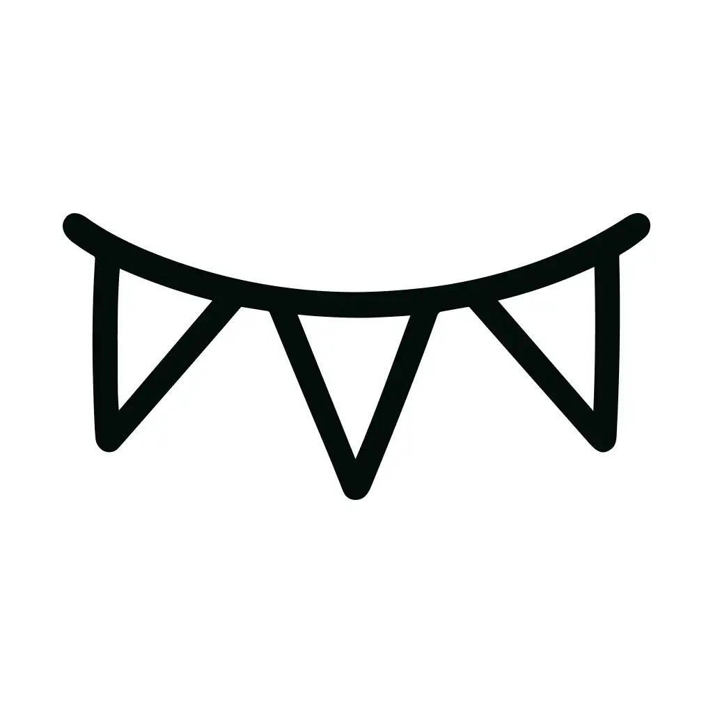 Minimalist Line Drawing Bunting Decoration Party Celebration Icon