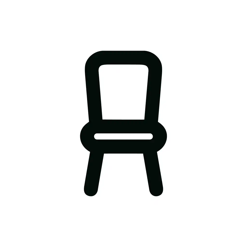 Minimalist Black Line Art Chair Seat Icon