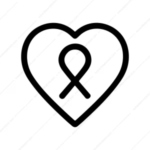 Simple Outline Heart Ribbon Awareness Symbol Graphic