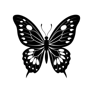 Simple Black and White Butterfly Insect Silhouette Illustration Design Element